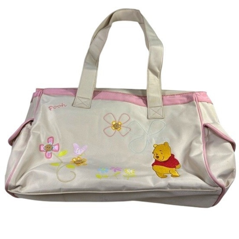 Disney Winnie the Pooh Diaper Bag Baby Cream Pink Embroidered Kidcore Y2K Large